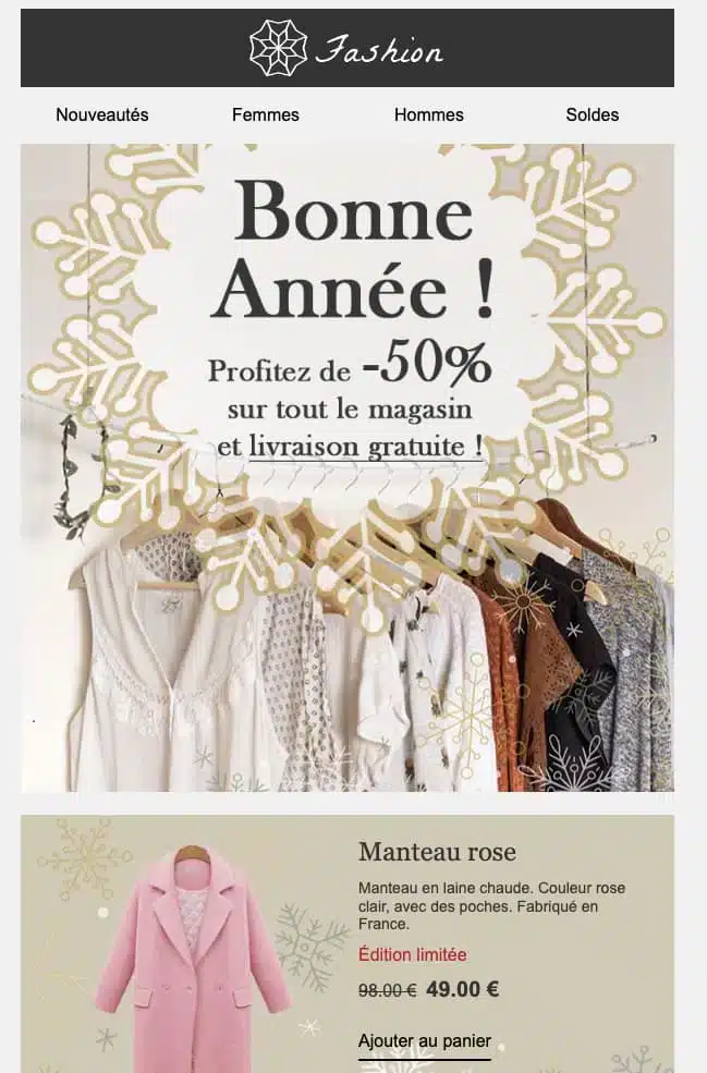 Exemple de template Express-Mailing pour le nouvel an