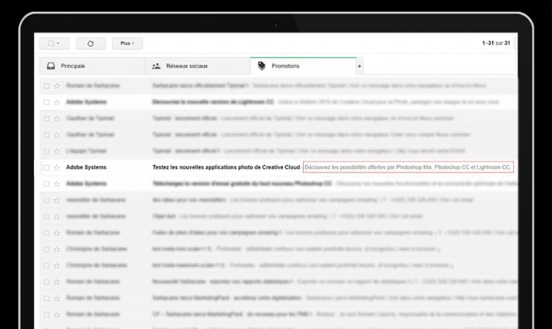 Exemple d'objet de mail avec une taille idéale pour permettre l'affichage du pré-header.