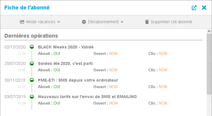 Exemple historique plateforme express mailing