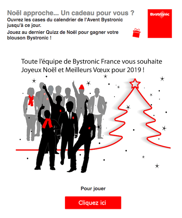 Exemple d'email de vœux de l'entreprise Bystronic