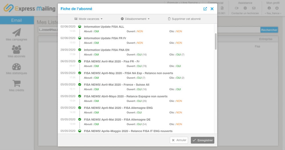 Suivi des actions et conversions par utilisateur sur express-mailing