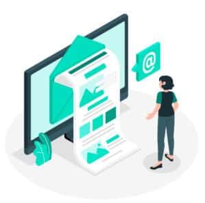 Illustration d'un utilisateur devant un email reçu