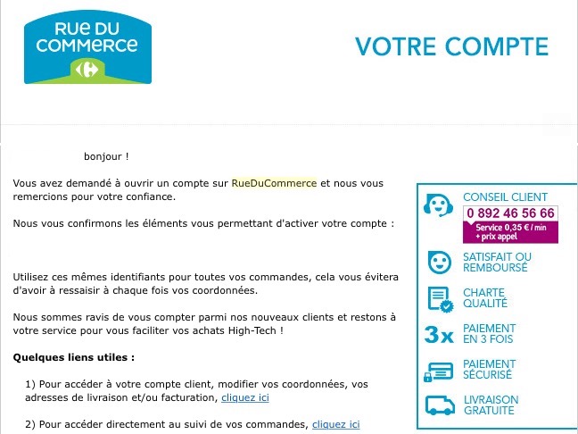 Exemple email de bienvenu