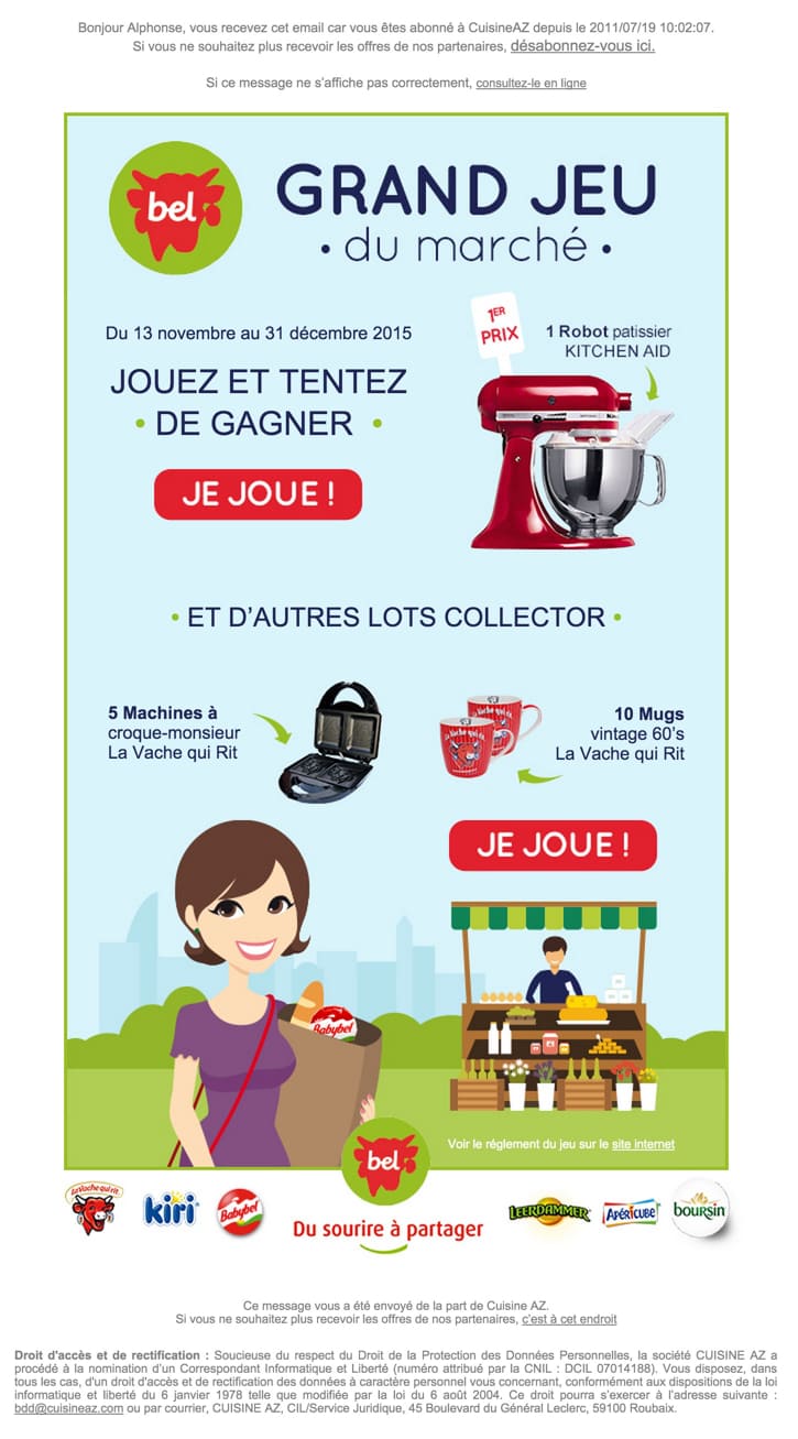 Exemple email jeu concours