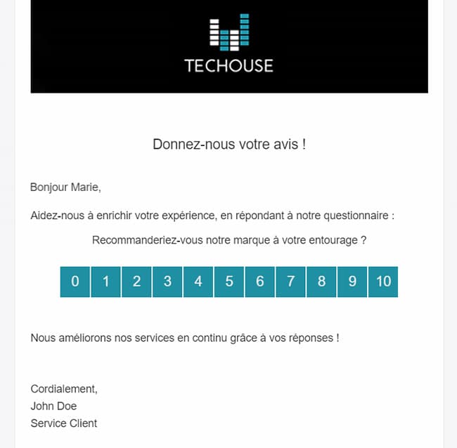 Exemple email equete