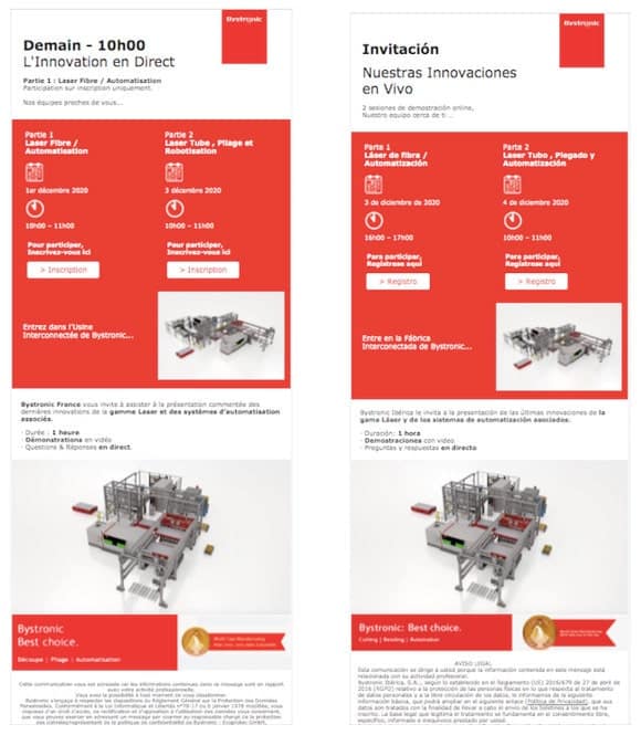 Exemple d'une campagne emailing multilingues