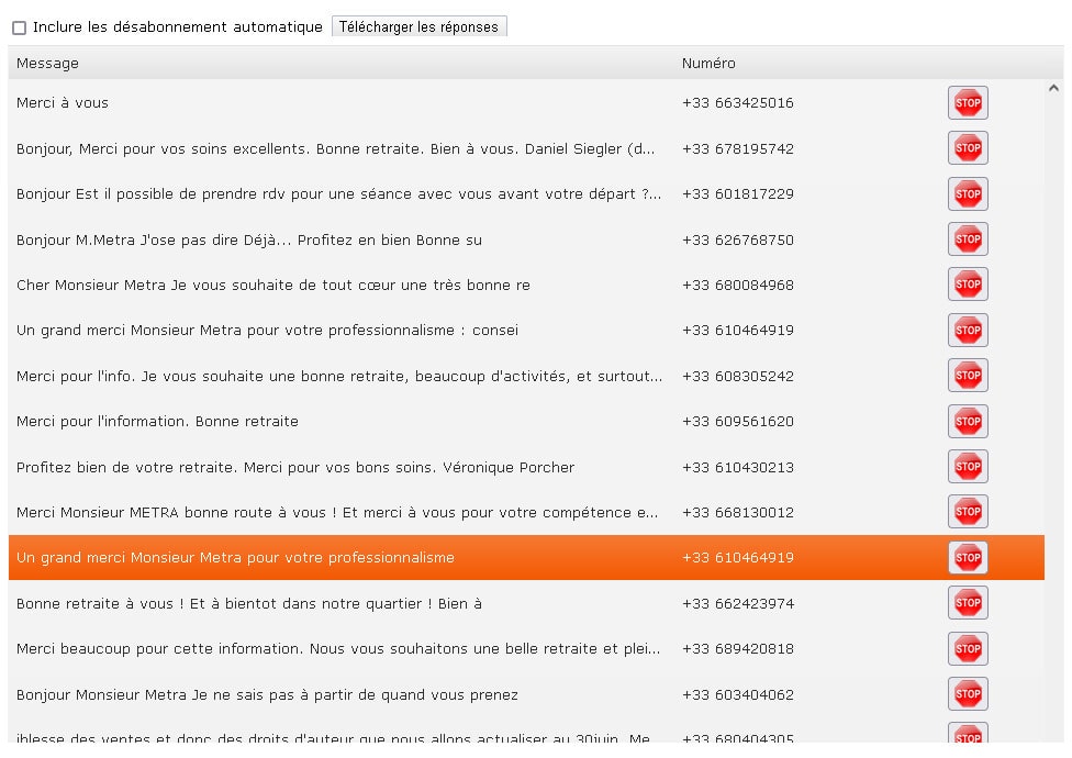 Exemple de paramètres d'une campagne emailing