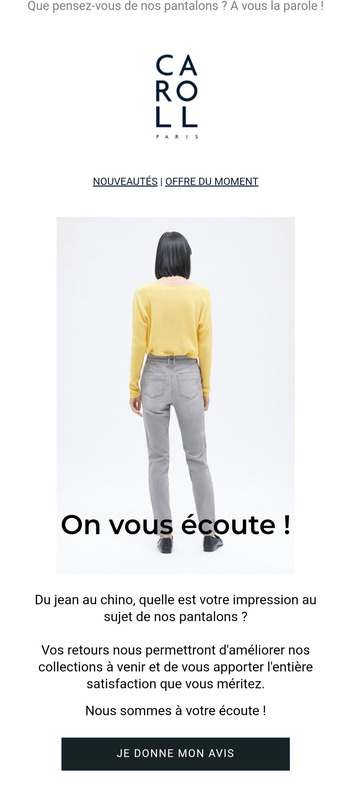 Exemple de campagne emailing interactive Caroll