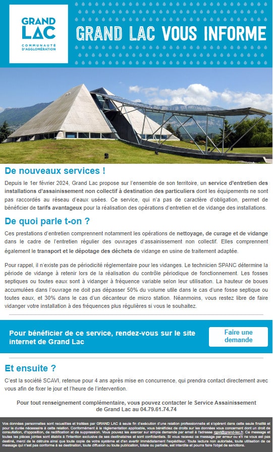 Exemple de newsletter de GRAND LAC