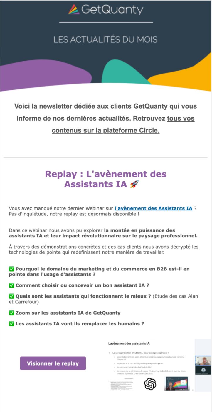 Newsletter envoyée par GetQuanty