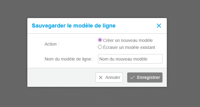 Sauvegarder le modèle de ligne