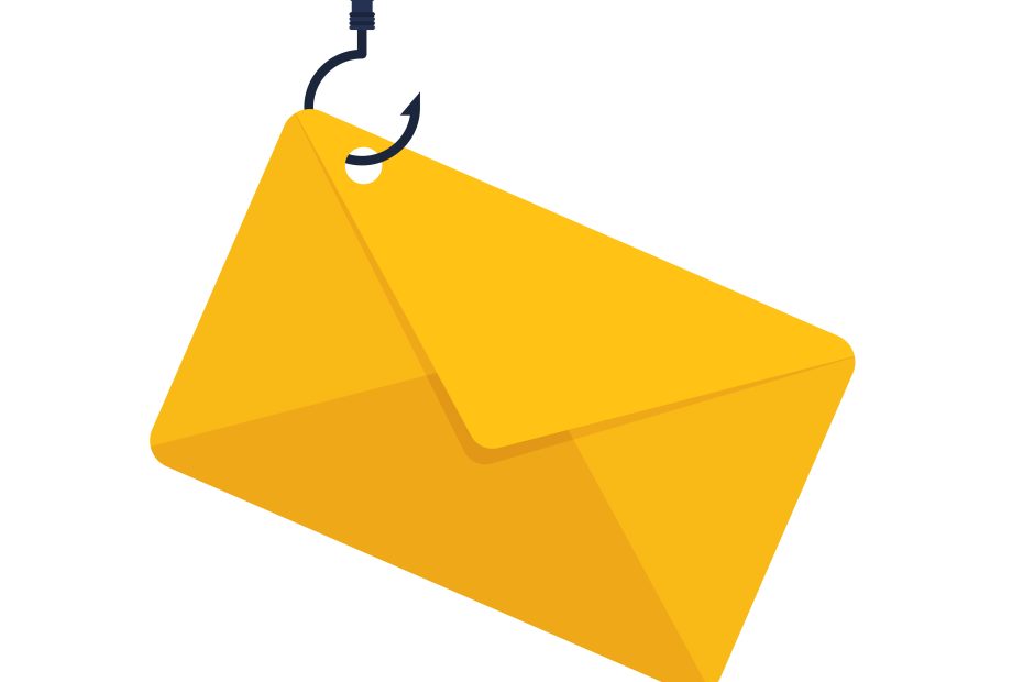 Une enveloppe jaune est hameçonnée